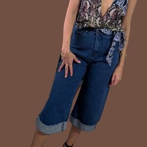 Stylish Blue Denim Culottes